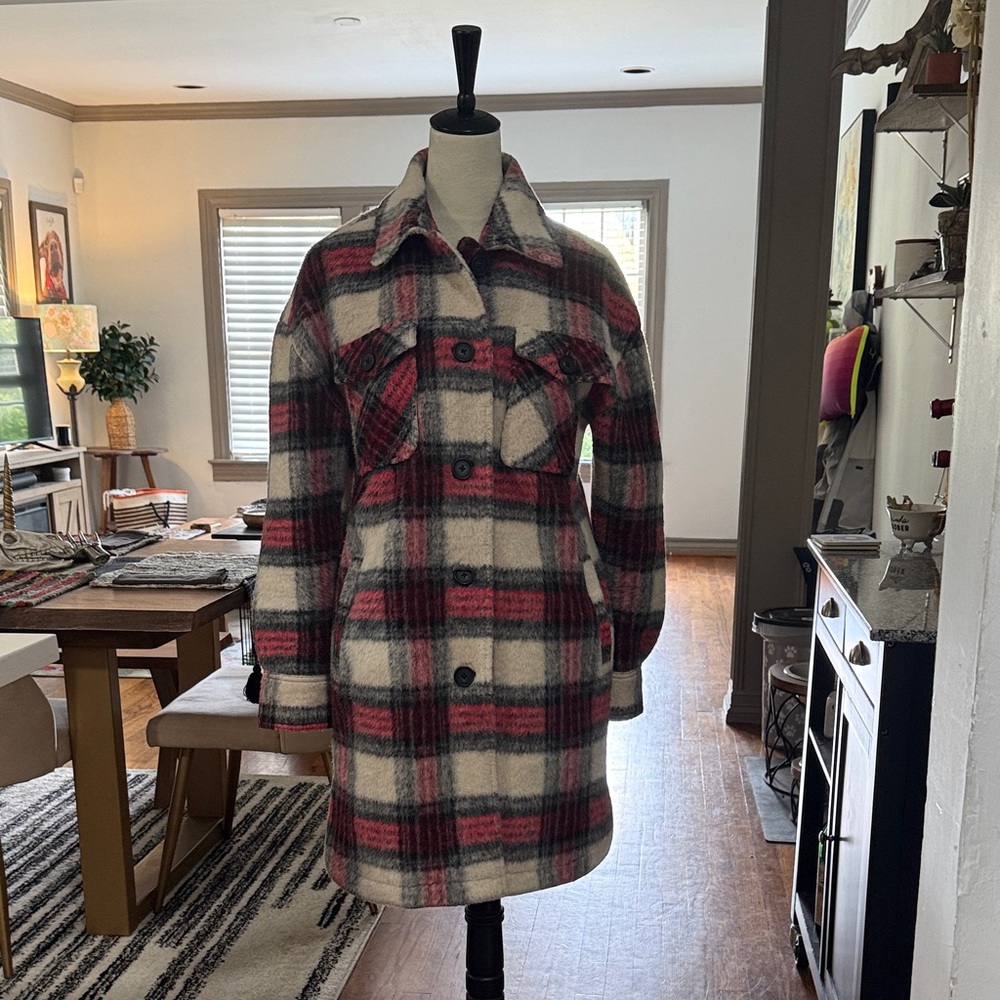 Lucky brand wool plaid peacoat